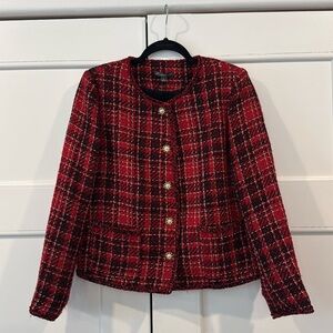 Adrianna Papell Red Black Tweed Jacket Size Small NWT